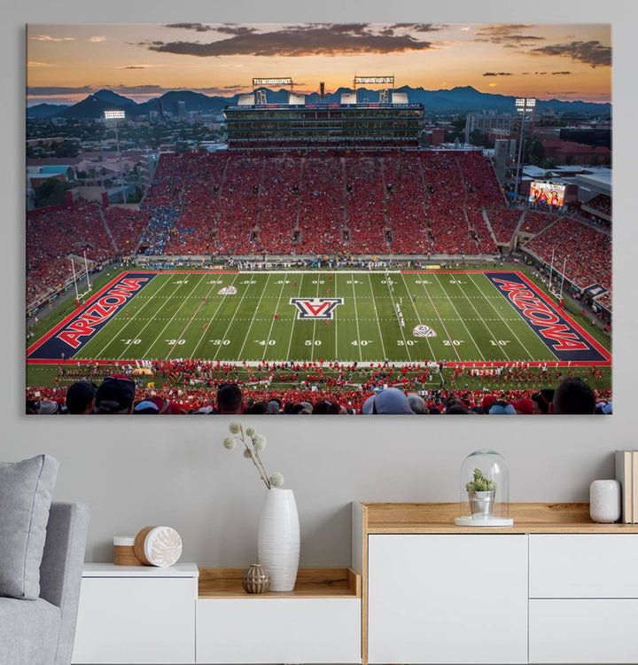 Arizona Wildcats Football Team Print - Tucson Arizona Stadium Wall Art Canvas Print