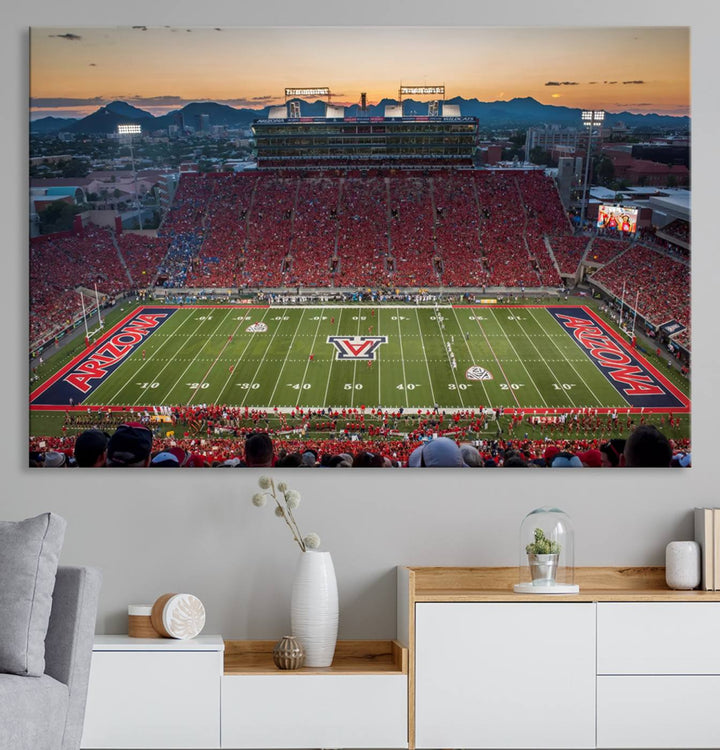 Arizona Wildcats Football Team Print - Tucson Arizona Stadium Wall Art Canvas Print