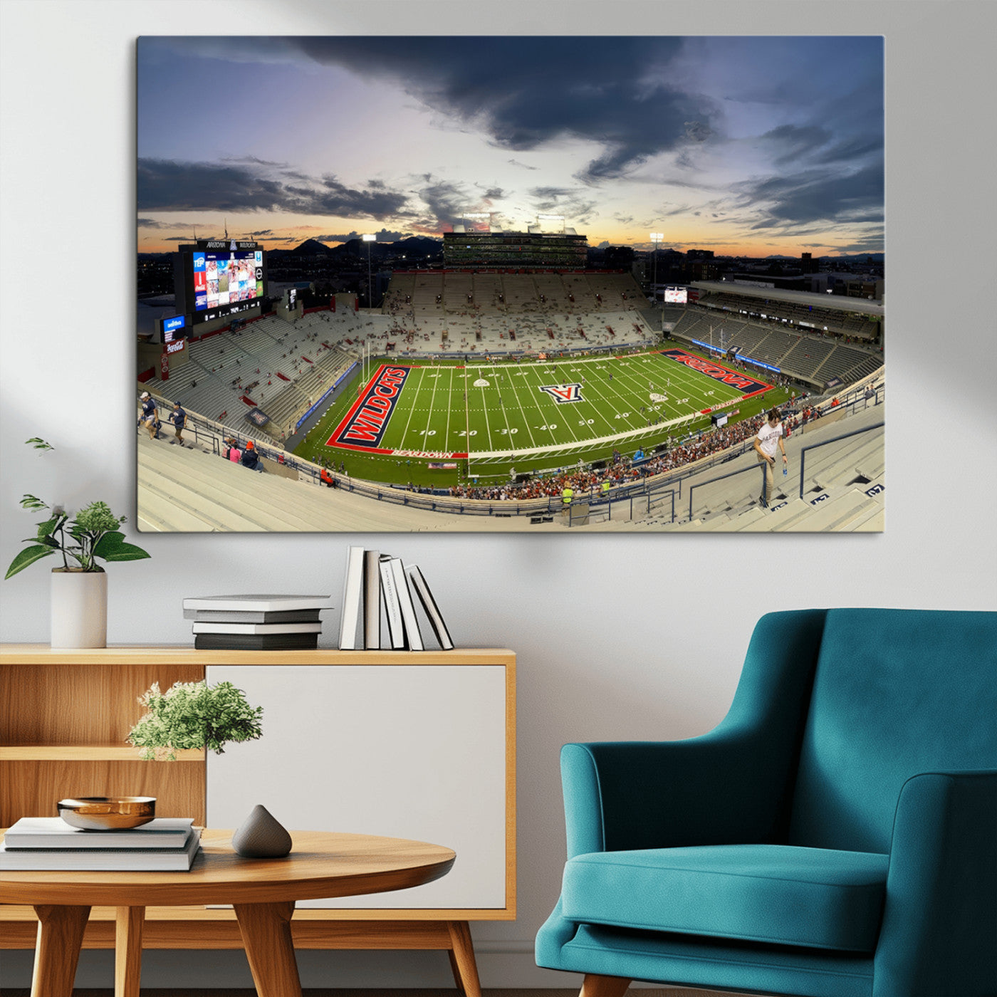 MGV-CV-36X24 - Arizona Wildcats Football Team Print - Tucson Arizona Stadium Wall Art Canvas Print