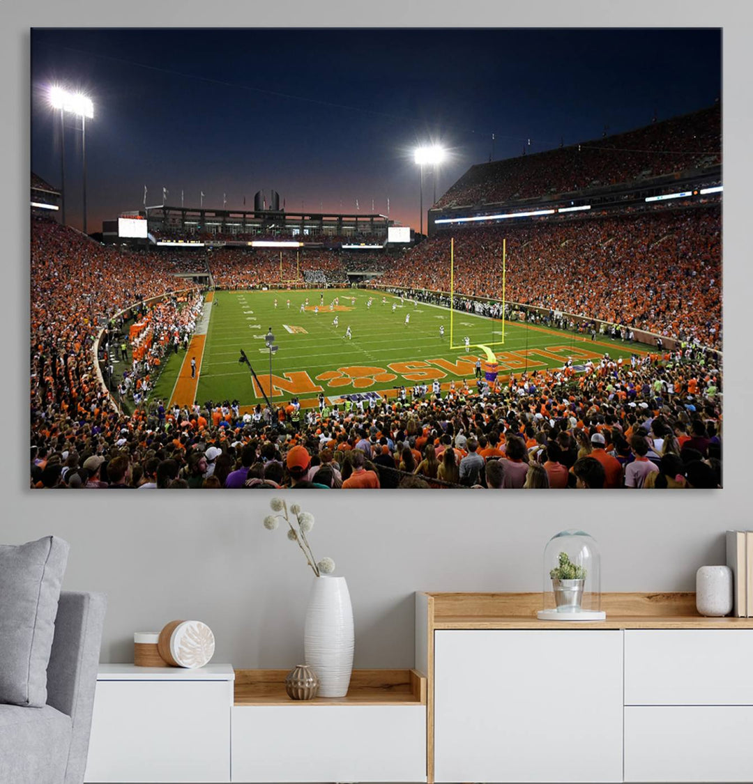 Clemson University Tigers Football Team Print - Clemson Memorial Stadium Wall Art Canvas Print