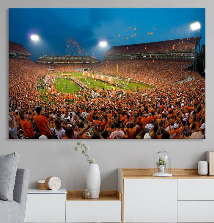 Clemson University Tigers Football Team Print - Clemson Memorial Stadium Wall Art Canvas Print