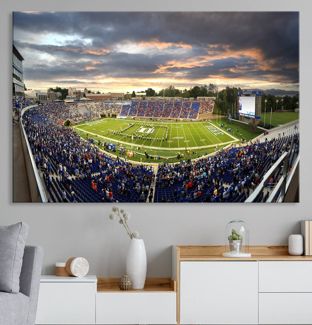 Duke University Blue Devils Football Team Print - Durham Wallace Wade Stadium Wall Art Canvas Print