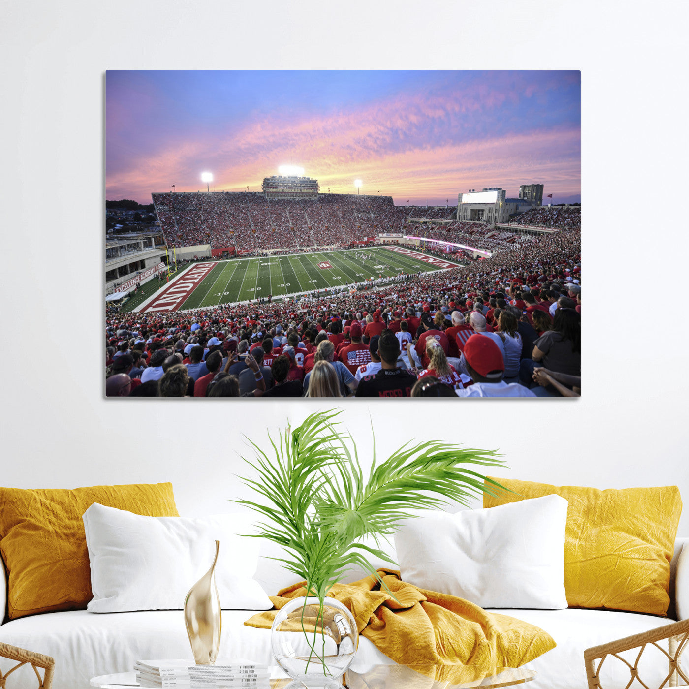 13046-MGV-CV-36X24-Indiana University Hoosiers Football Team Print - Bloomington Memorial Stadium Wall Art Canvas Print