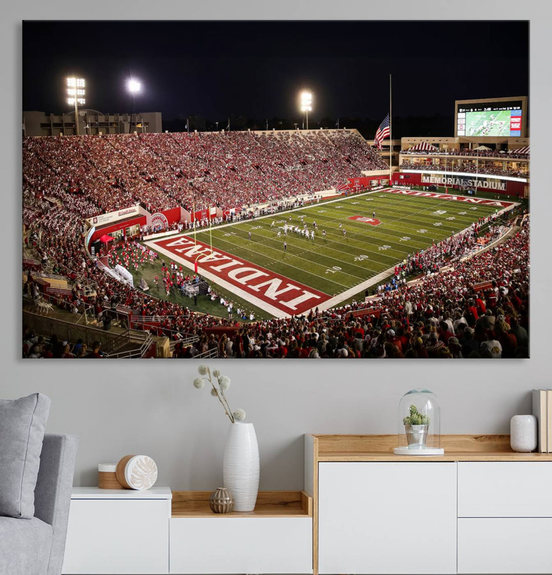 Indiana University Hoosiers Football Team Print - Bloomington Memorial Stadium Wall Art Canvas Print