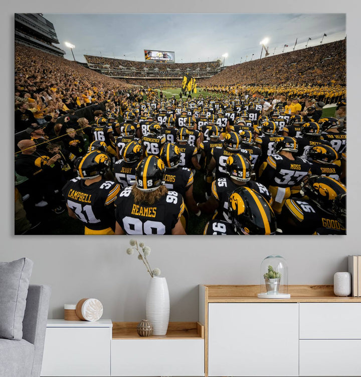 Iowa University Hawkeyes Football Team Print - Iowa City Kinnick Stadium Wall Art Canvas Print