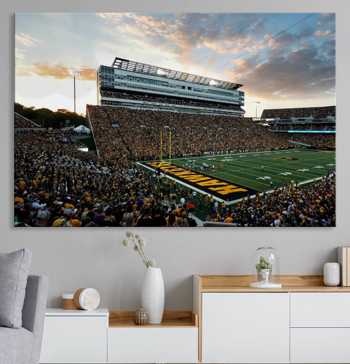 Iowa University Hawkeyes Football Team Print - Iowa City Kinnick Stadium Wall Art Canvas Print