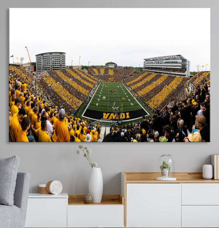 Iowa University Hawkeyes Football Team Print - Iowa City Kinnick Stadium Wall Art Canvas Print