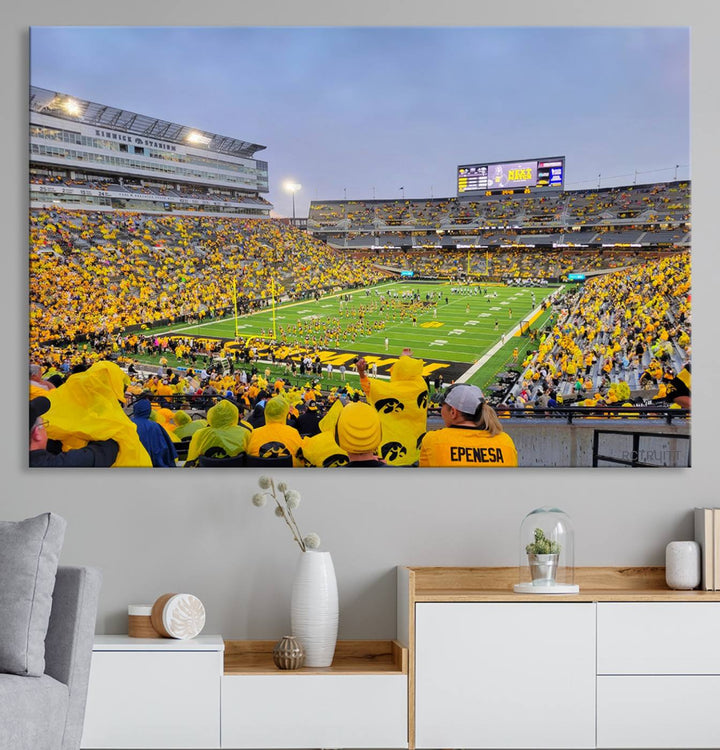 Iowa University Hawkeyes Football Team Print - Iowa City Kinnick Stadium Wall Art Canvas Print