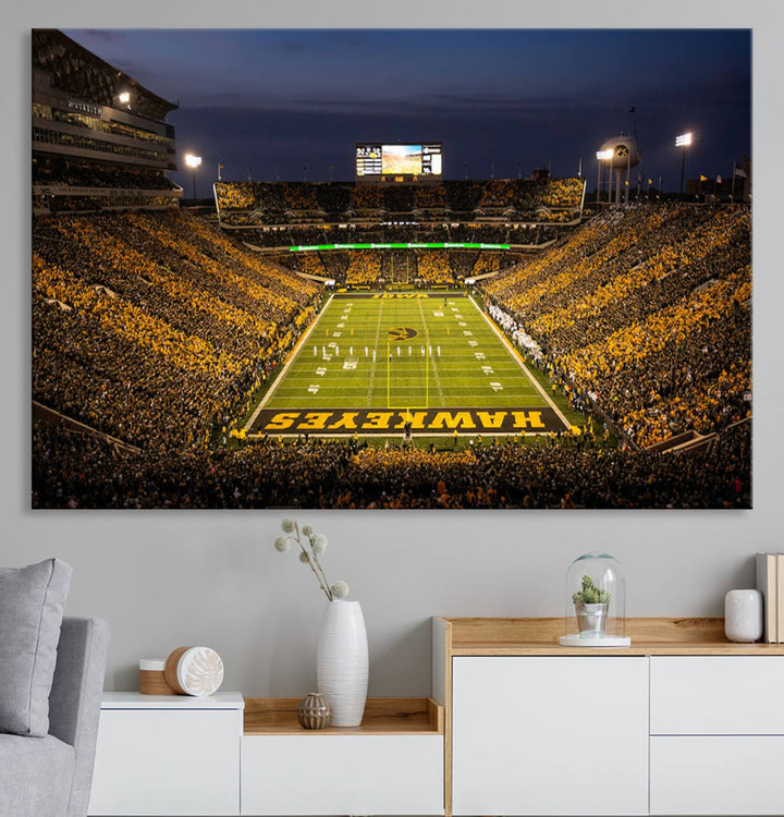 Iowa University Hawkeyes Football Team Print - Iowa City Kinnick Stadium Wall Art Canvas Print