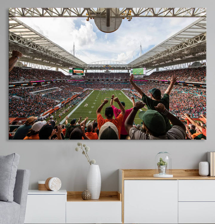 Miami Hurricanes Football Team Print - Miami Hard Rock Stadium Wall Art Canvas Print