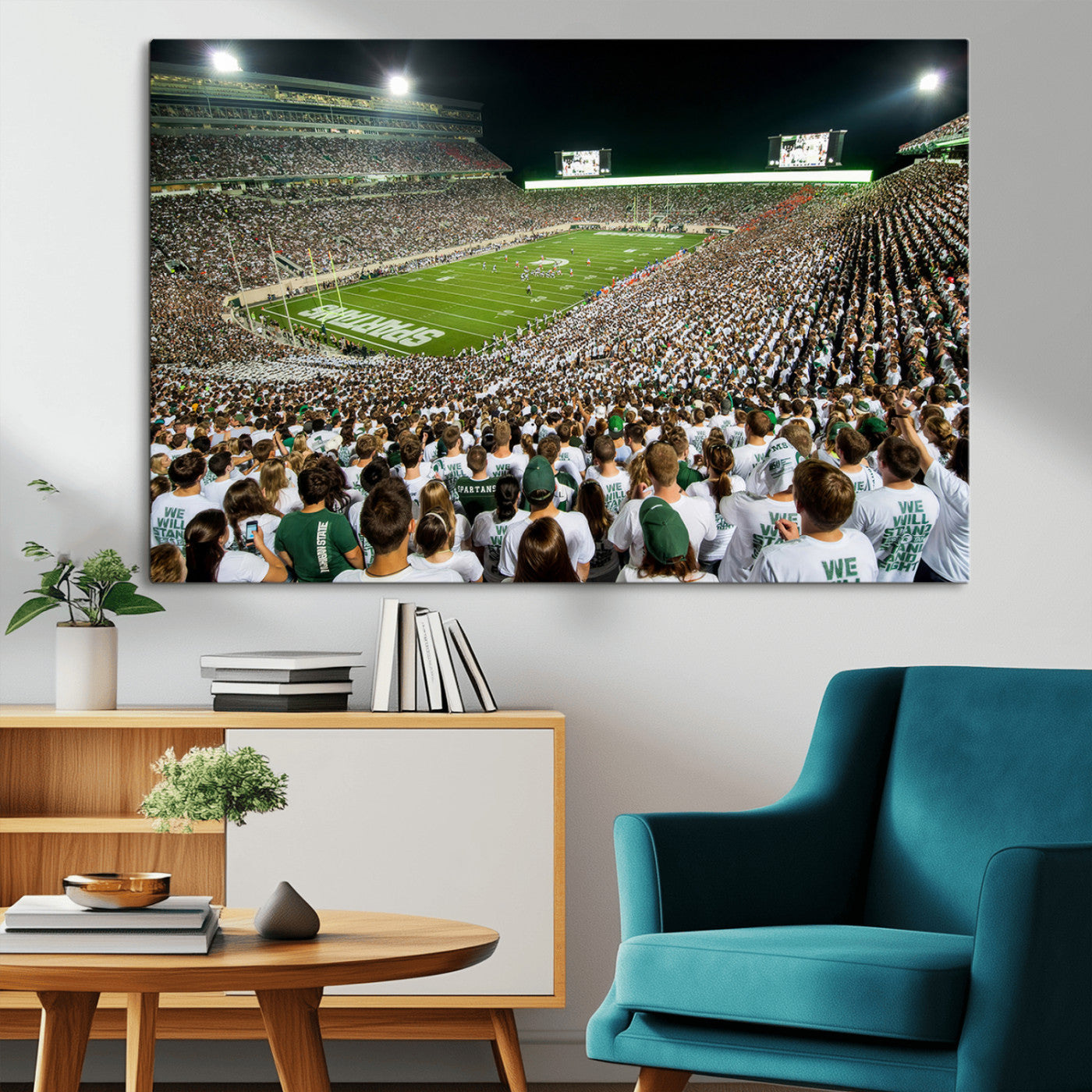 MGV-CV-36X24 - Michigan State Spartans Football Canvas Print - East Lansing Spartan Stadium Wall Art Canvas Print