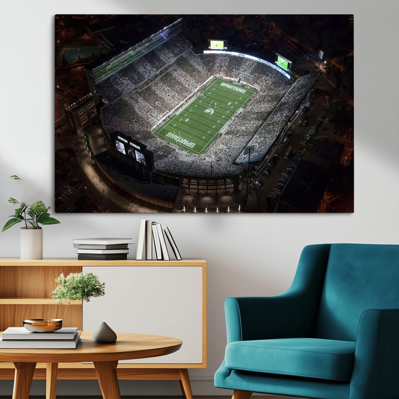 MGV-CV-36X24 - Michigan State Spartans Football Team Print - East Lansing Spartan Stadium Print Wall Art