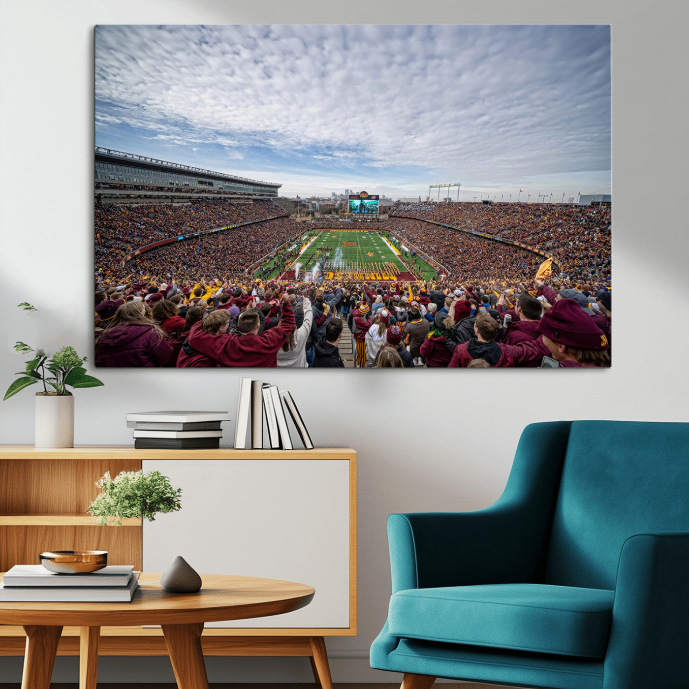 MGV-CV-36X24 - University of Minnesota Golden Gophers Football Team Print - Minneapolis Huntington Bank Stadium Art