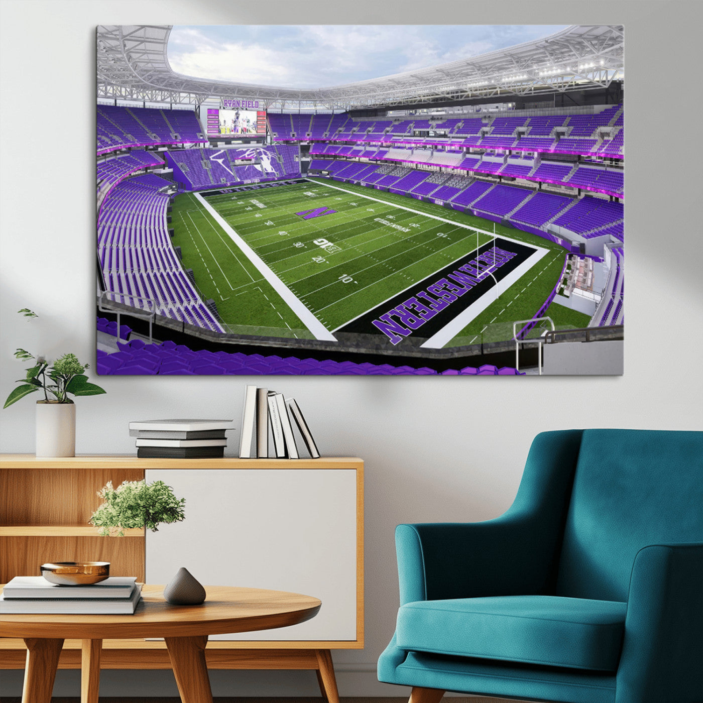 MGV-CV-36X24 - Northwestern University Wildcats Football Team Print - Evanston Ryan Field Wall Art Canvas Print