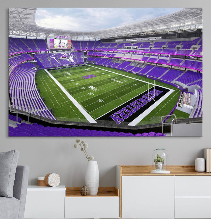 Northwestern University Wildcats Football Team Print - Evanston Ryan Field Wall Art Canvas Print