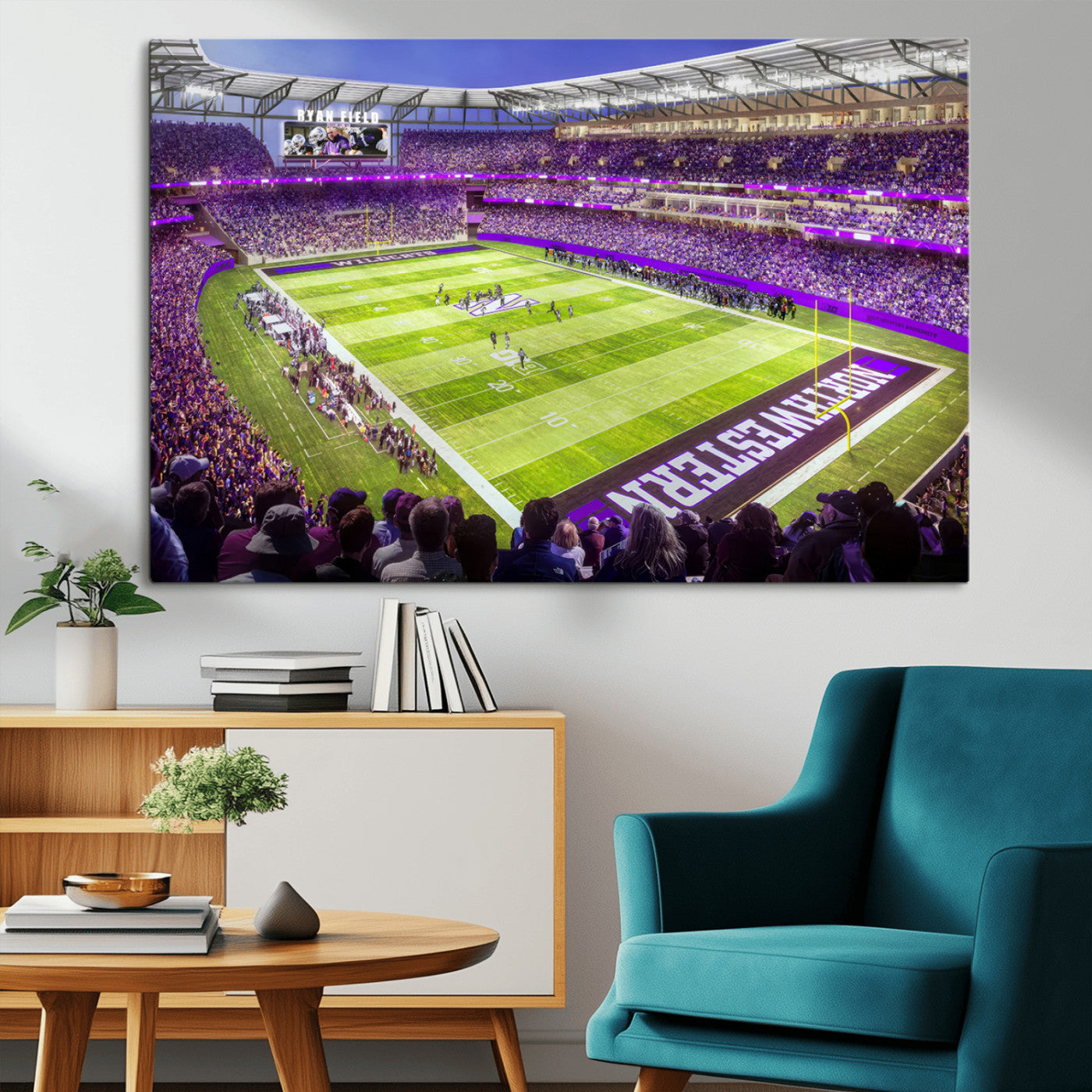 MGV-CV-36X24 - Northwestern University Wildcats Football Team Print - Evanston Ryan Field Wall Art Canvas Print