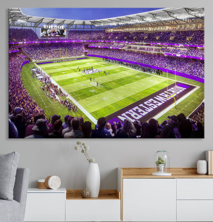 Northwestern University Wildcats Football Team Print - Evanston Ryan Field Wall Art Canvas Print