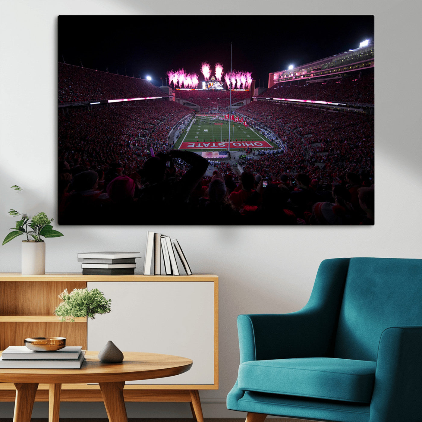 MGV-CV-36X24 - Ohio State University Buckeyes Football Team Print - Columbus Ohio Stadium Wall Art Canvas Print