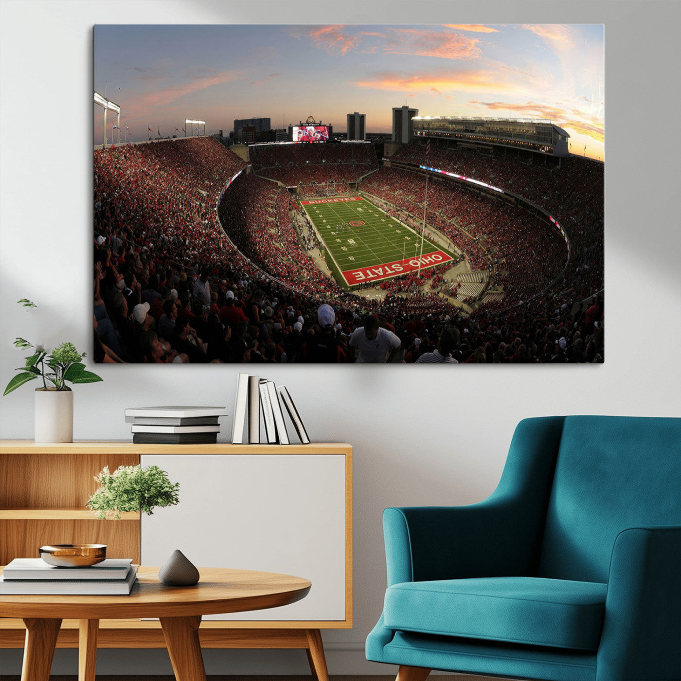MGV-CV-36X24 - Ohio State University Buckeyes Football Team Print - Columbus Ohio Stadium Wall Art Canvas Print