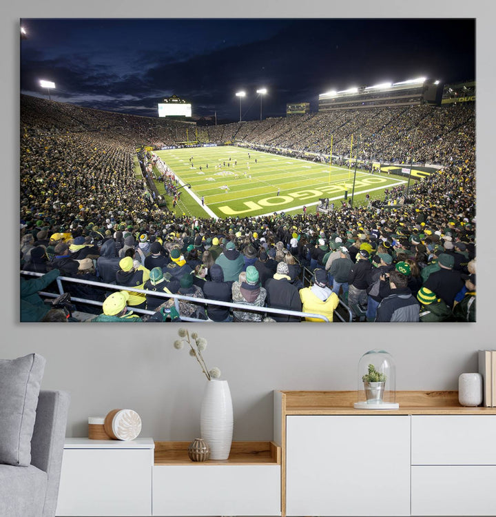 University of Oregon Ducks Football Team Print - Eugene Autzen Stadium Wall Art Canvas Print