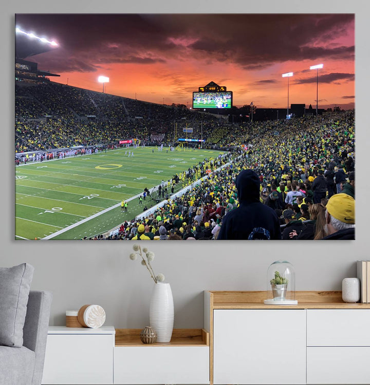 University of Oregon Ducks Football Team Print - Eugene Autzen Stadium Wall Art Canvas Print