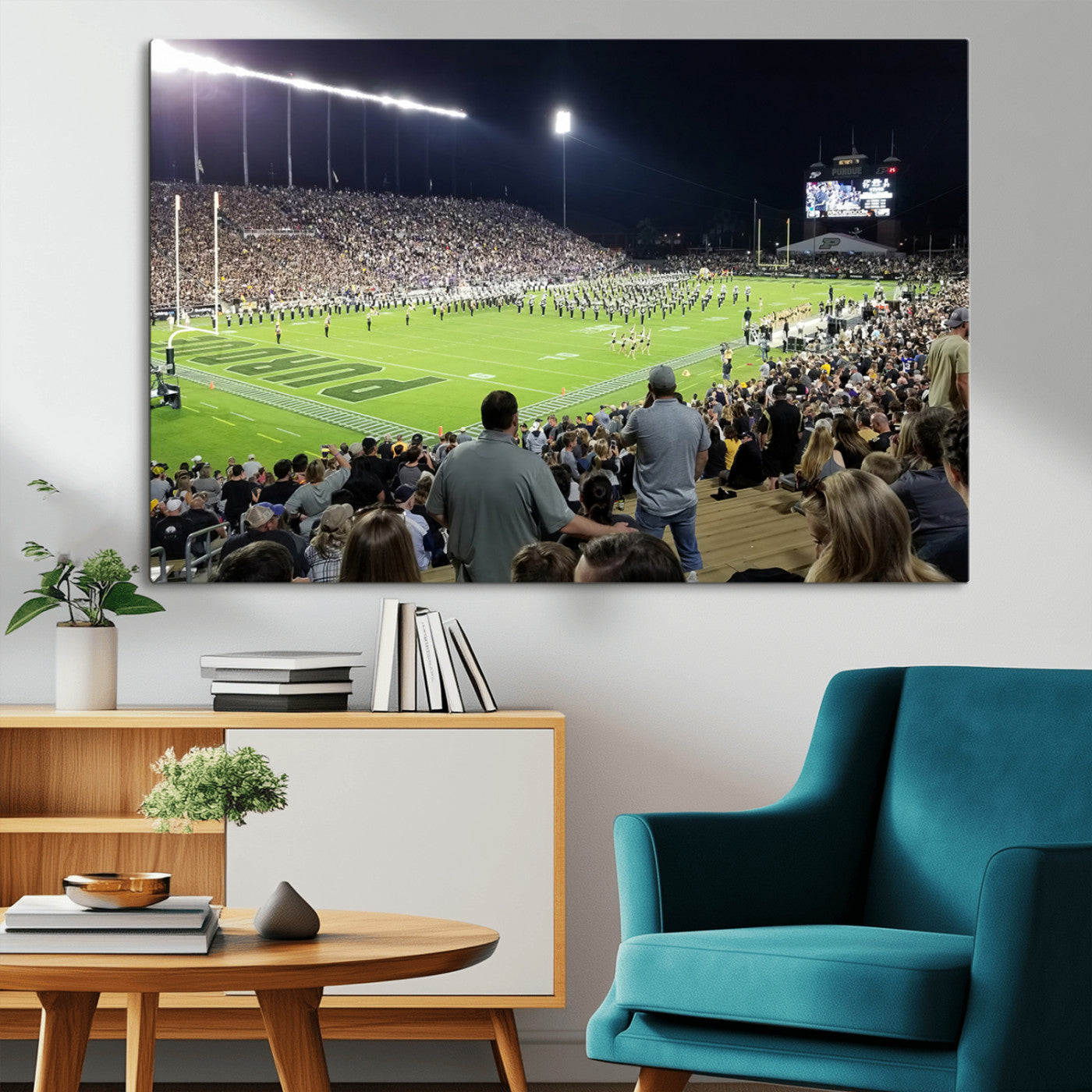 MGV-CV-36X24 - Purdue University Boilermakers Football Team Print - West Lafayette Ross-Ade Stadium Wall Art Canvas