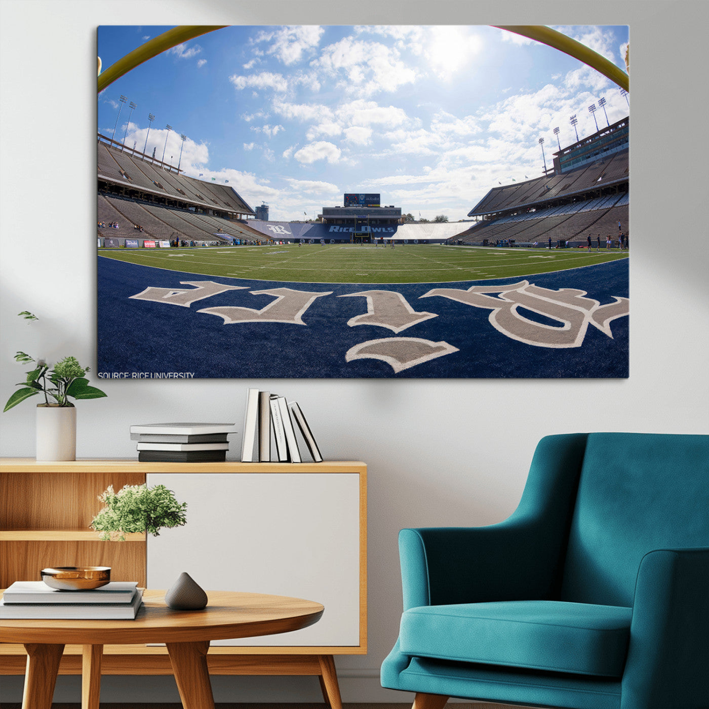 MGV-CV-36X24 - Rice University Owls Football Team Print - Houston Rice Stadium Wall Art Canvas Print