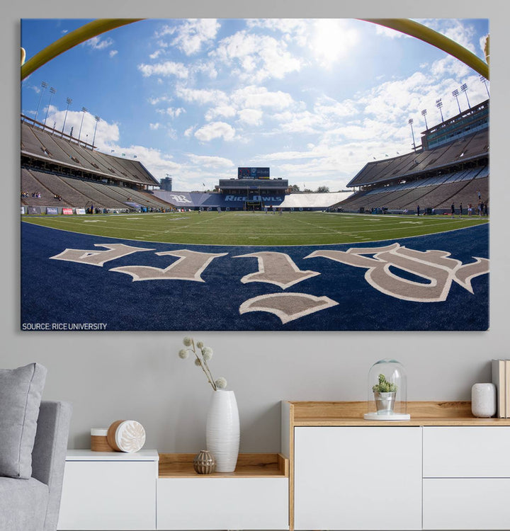 Rice University Owls Football Team Print - Houston Rice Stadium Wall Art Canvas Print