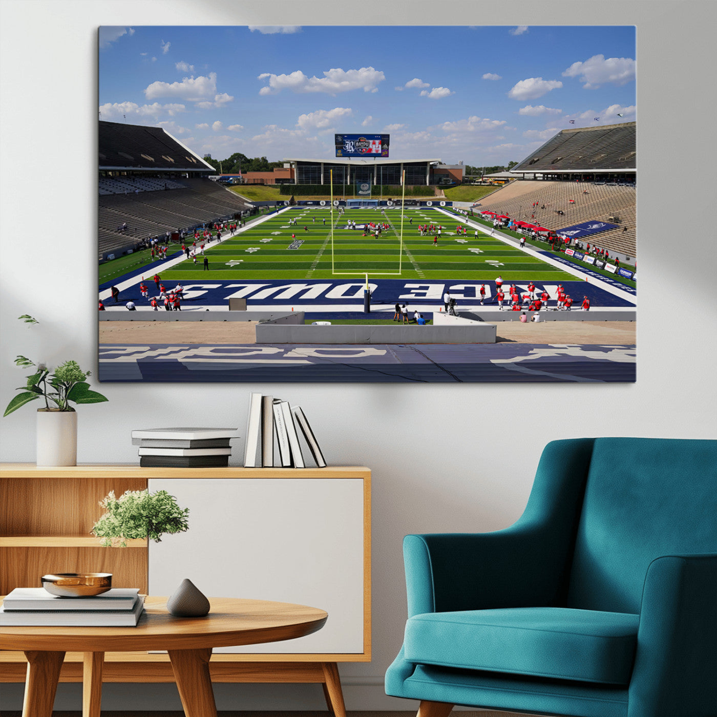 MGV-CV-36X24 - Rice University Owls Football Team Print - Houston Rice Stadium Wall Art Canvas Print
