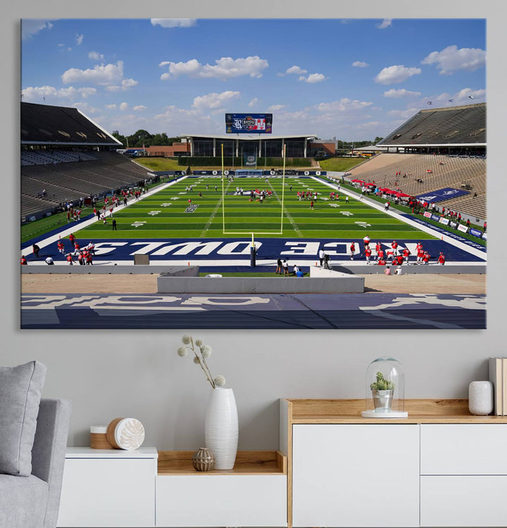 Rice University Owls Football Team Print - Houston Rice Stadium Wall Art Canvas Print