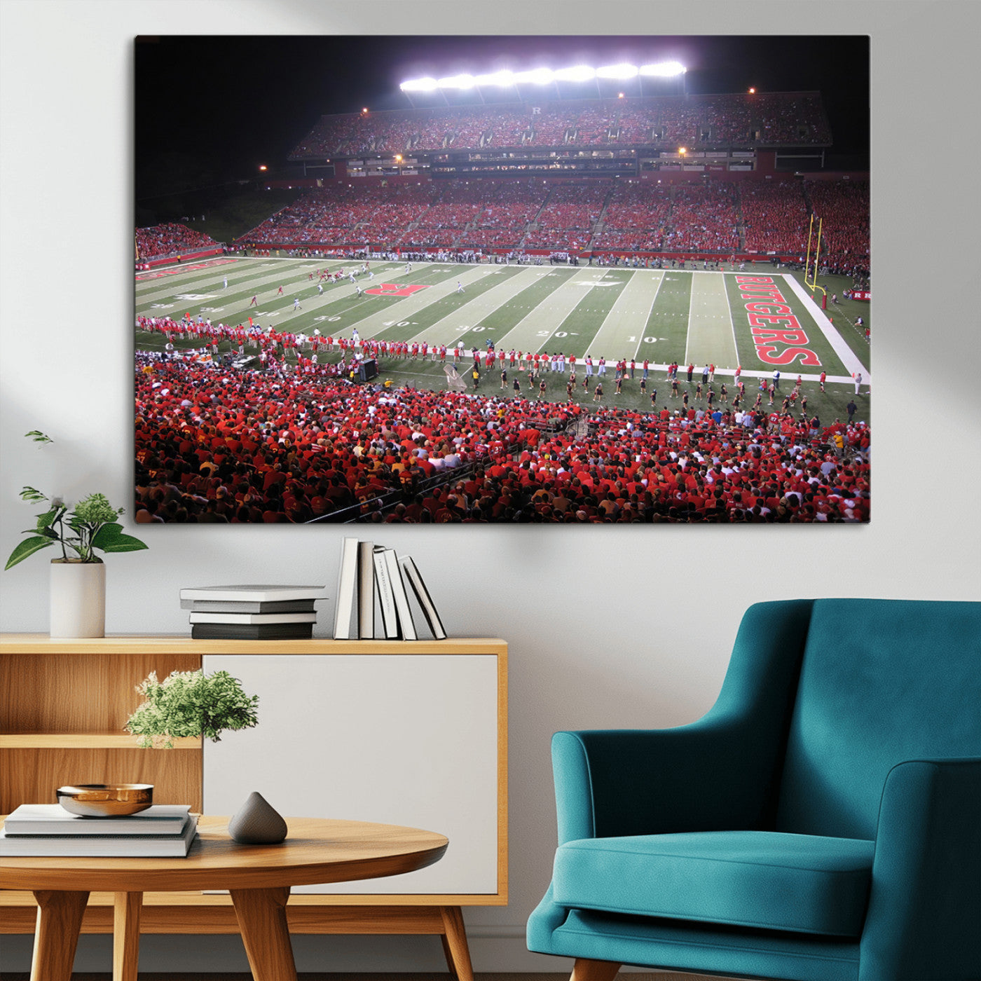 MGV-CV-36X24 - Rutgers University Scarlet Knights Football Team Print - Piscataway SHI Stadium Wall Art Canvas