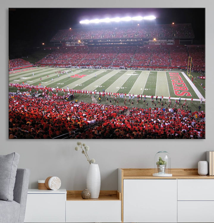 Rutgers University Scarlet Knights Football Team Print - Piscataway SHI Stadium Wall Art Canvas Print