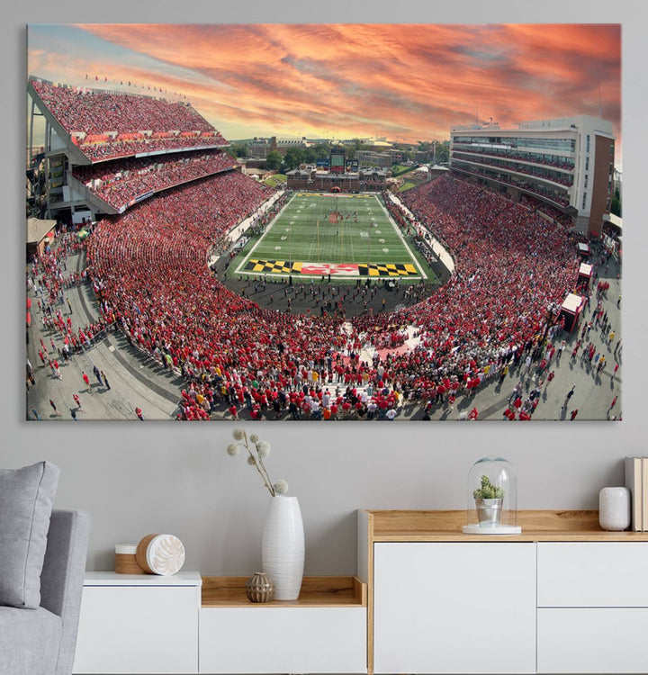 University of Maryland Terrapins Football Team Print - College Park SECU Stadium Wall Art Canvas Print