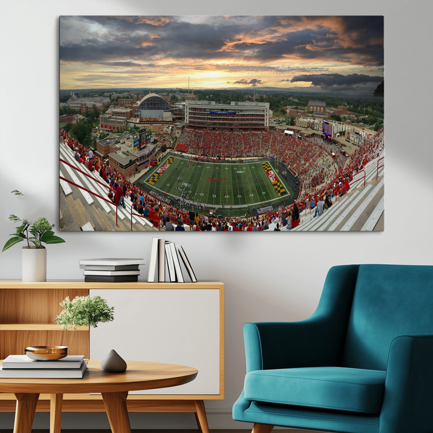 MGV-CV-36X24 - University of Maryland Terrapins Football Team Print - College Park SECU Stadium Wall Art Canvas