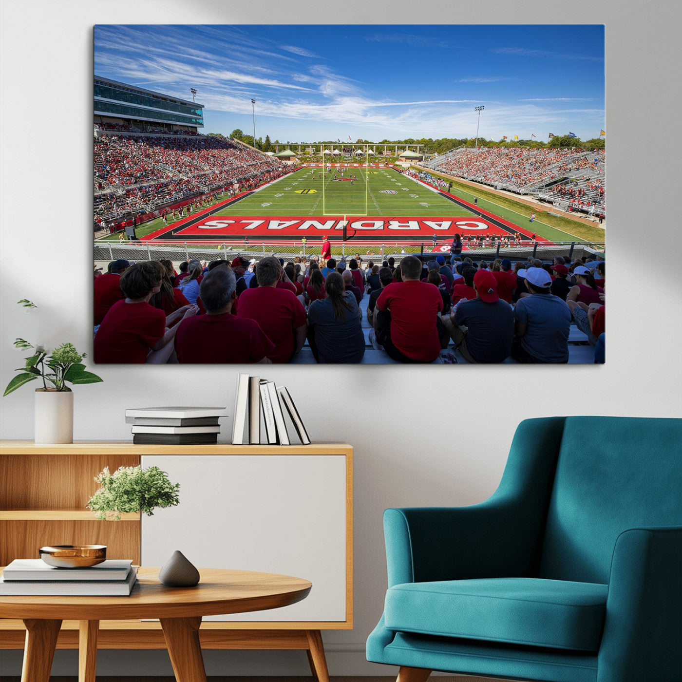MGV-CV-36X24 - Ball State Cardinals Football Team Print - Muncie Scheumann Stadium Wall Art Canvas Print