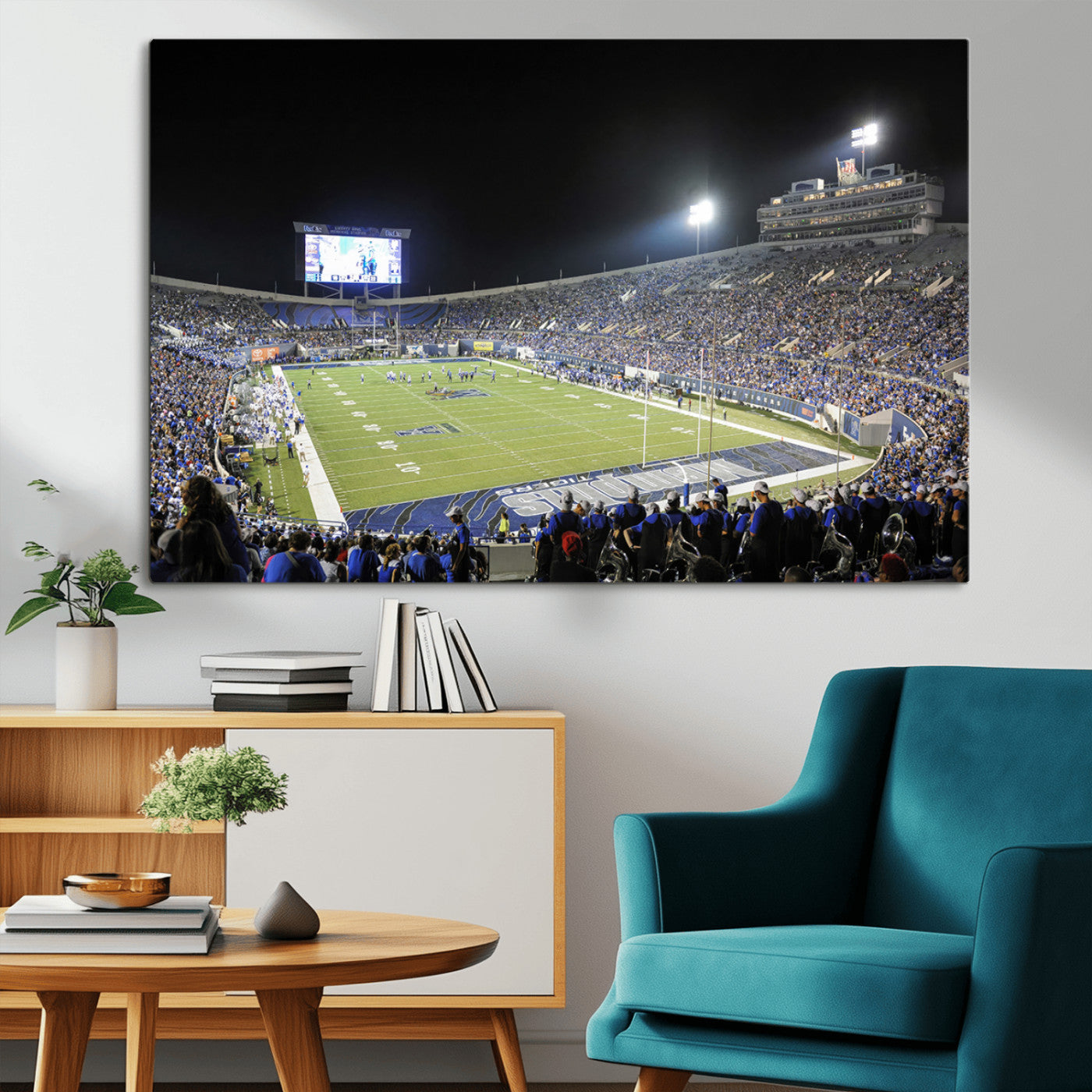 MGV-CV-36X24 - University of Memphis Tigers Football Team Print - Memphis Simmons Bank Liberty Stadium Wall Art