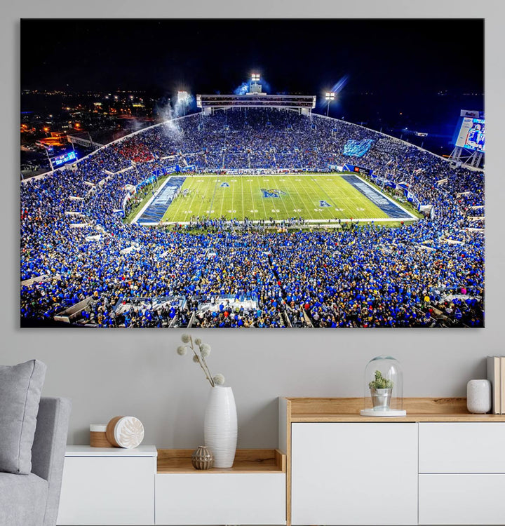 The University of Memphis Tigers Football Team Wall Art Canvas Print shines brightly.