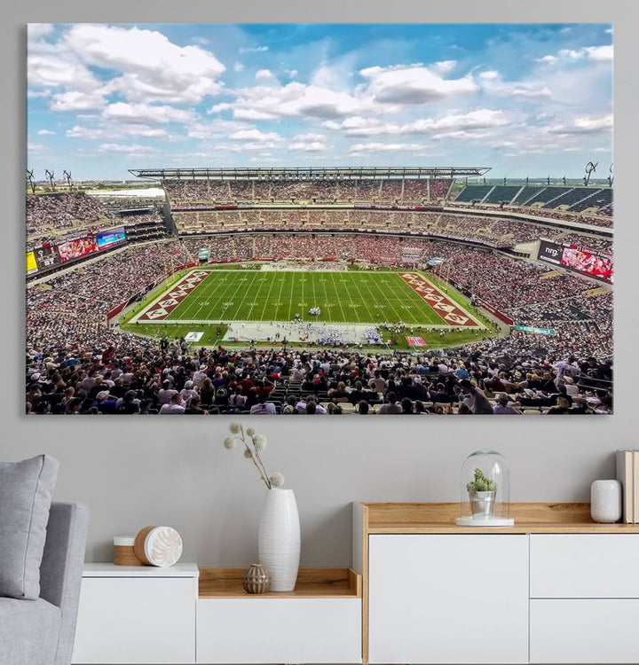 The Temple University Owls Athletics canvas print of a game at Lincoln Financial Field.