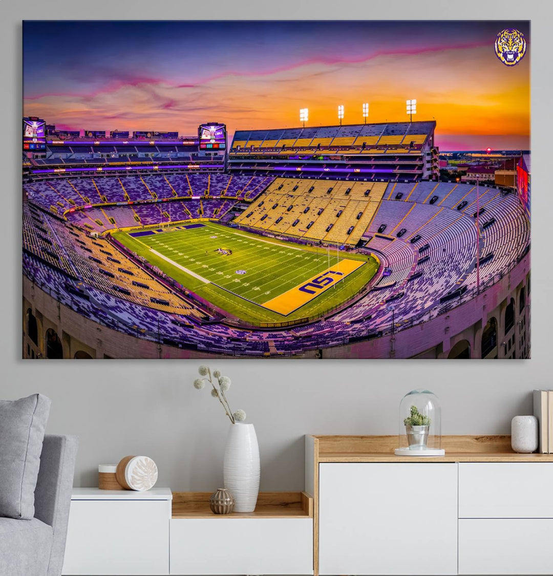 The Louisiana State University Tigers Football Team Print - Baton Rouge Tiger Stadium Wall Art Canvas Print