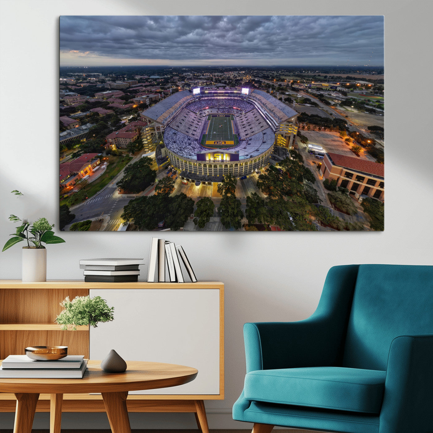 MGV-CV-36X24 - The Louisiana State University Tigers Football Team Print - Baton Rouge Tiger Stadium Wall Art