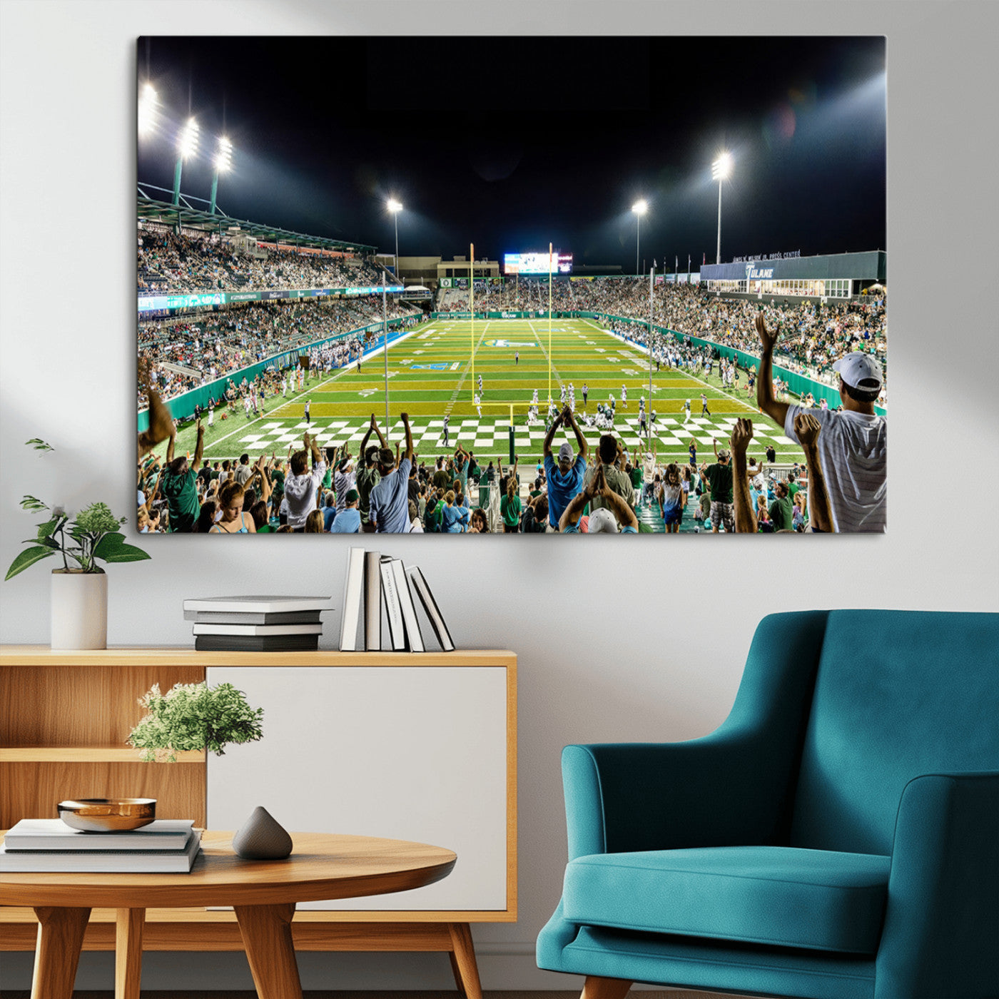 MGV-CV-36X24 - The Tulane University Green Wave Football Team Print - New Orleans Yulman Stadium Wall Art Canvas