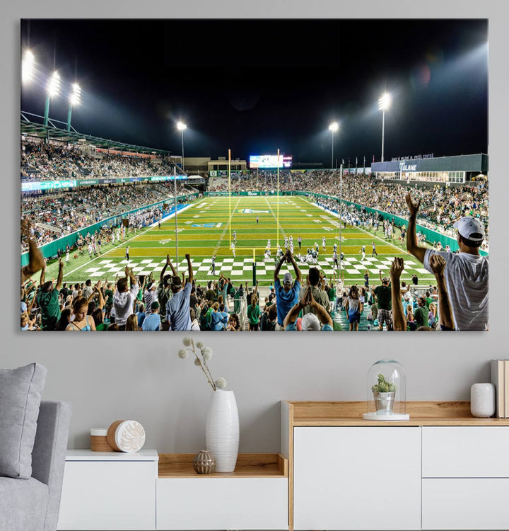 The Tulane University Green Wave Football Team Print - New Orleans Yulman Stadium Wall Art Canvas Print