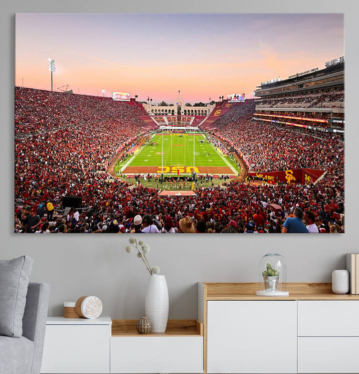 The University of Southern California USC Trojans Football Team Print - Los Angeles Memorial Coliseum Stadium Wall Art Canvas Print