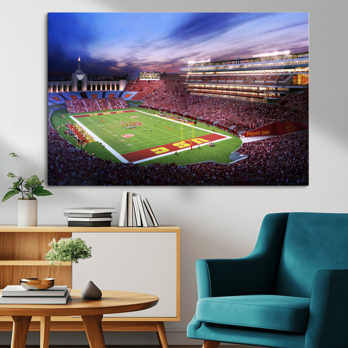 MGV-CV-36X24 - The University of Southern California USC Trojans Football Team Print - Los Angeles Memorial