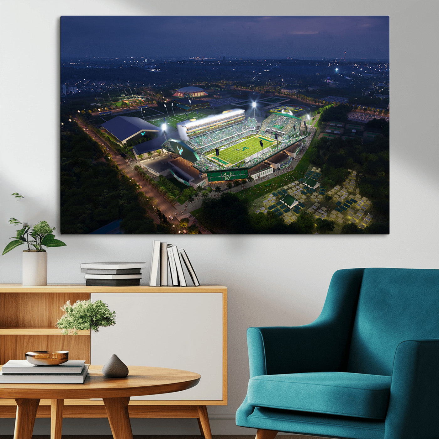 MGV-CV-36X24 - The University of South Florida Bulls Football Team Print - Tampa USF Football Stadium Wall Art Canvas Print