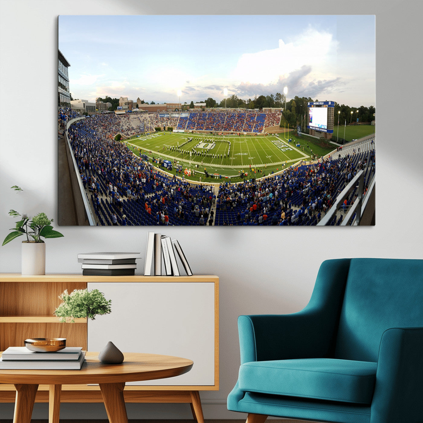 MGV-CV-36X24 - The Duke University Blue Devils Football Team Print - Durham Wallace Wade Stadium Wall Art Canvas