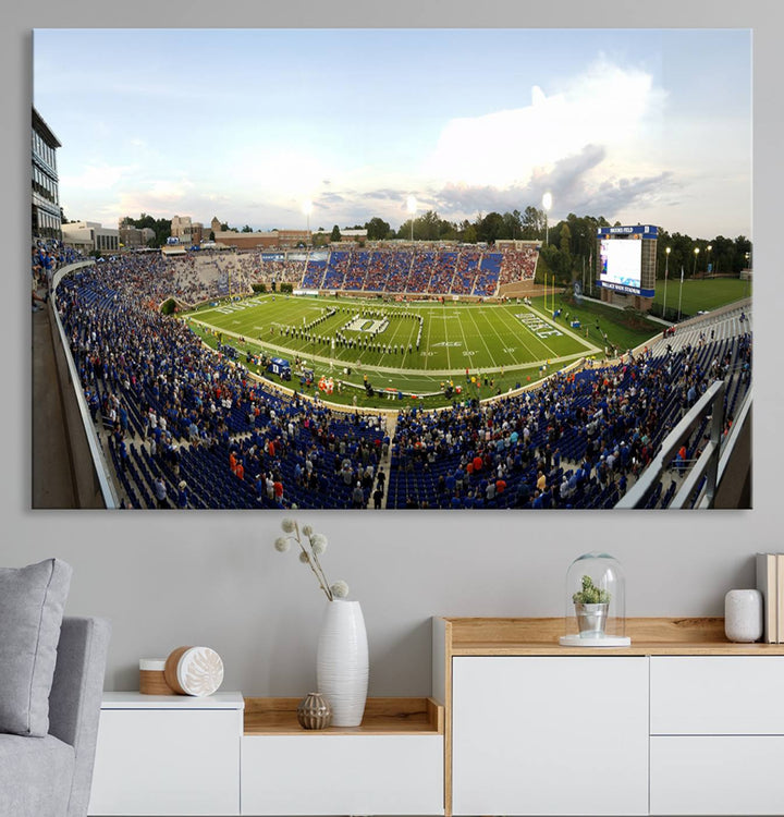 Wallace Wade Stadium print featuring a green field and sky.