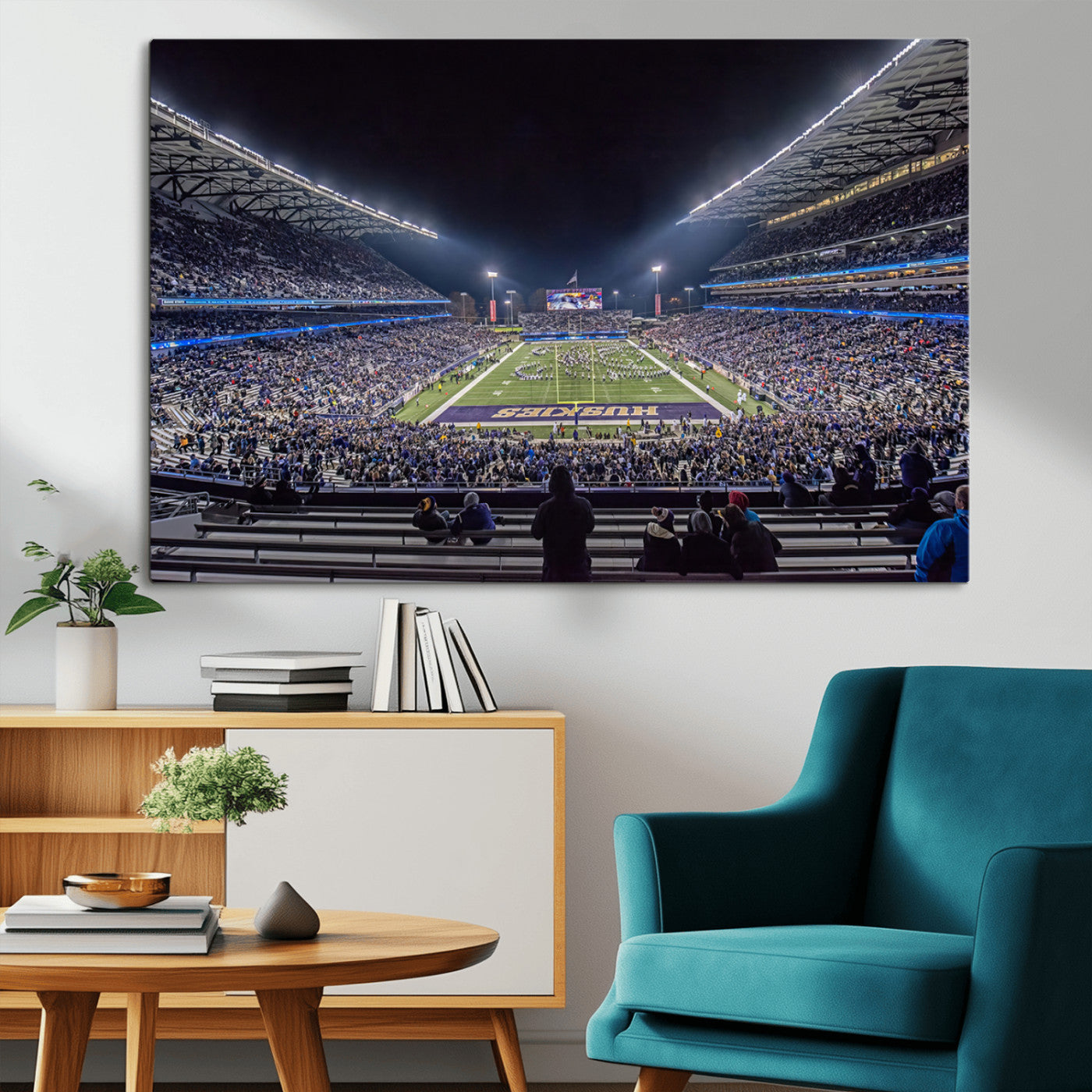 MGV-CV-36X24 - The University of Washington Huskies Football Team Print - Seattle Husky Stadium Wall Art Canvas