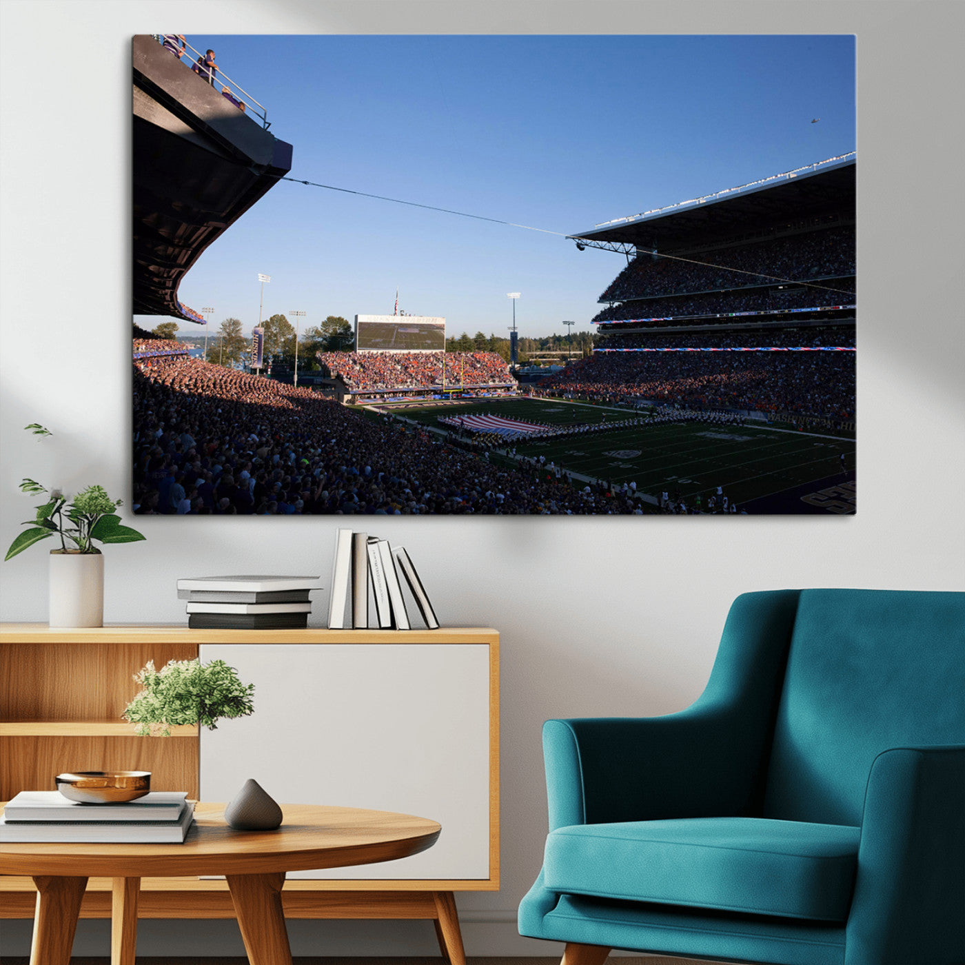 MGV-CV-36X24 - The University of Washington Huskies Football Team Print - Seattle Husky Stadium Wall Art Canvas