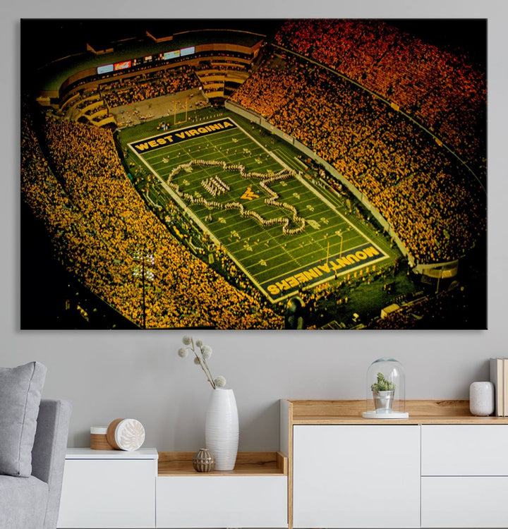 West Virginia University Mountaineers Football Team Print - Milan Puskar Stadium Canvas Print Wall Art, Morgantown City Print